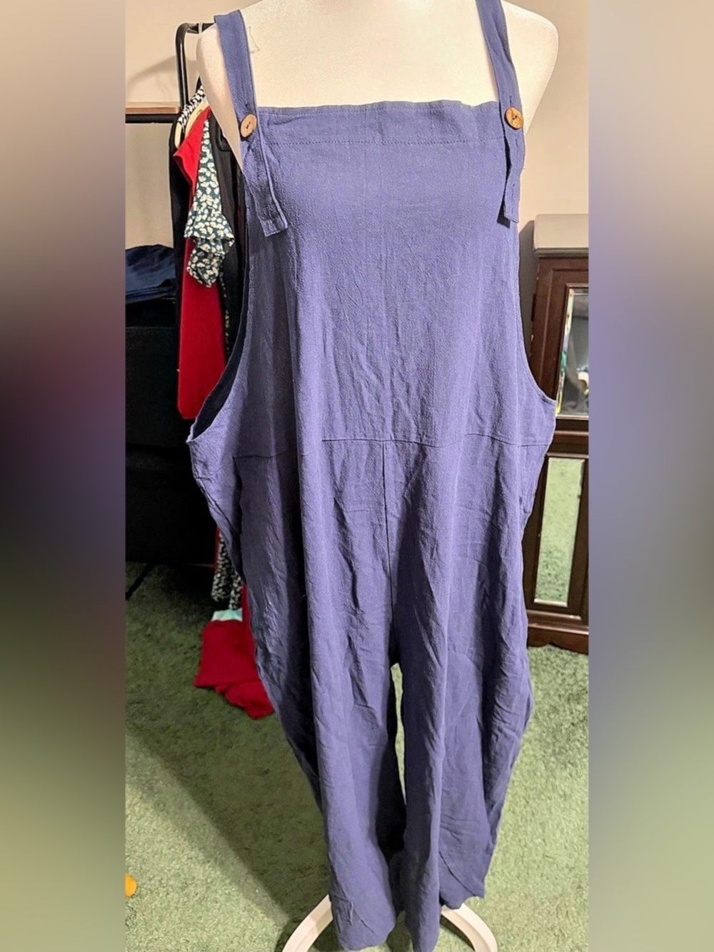 Cotton Wide Leg Jumpsuit in Navy